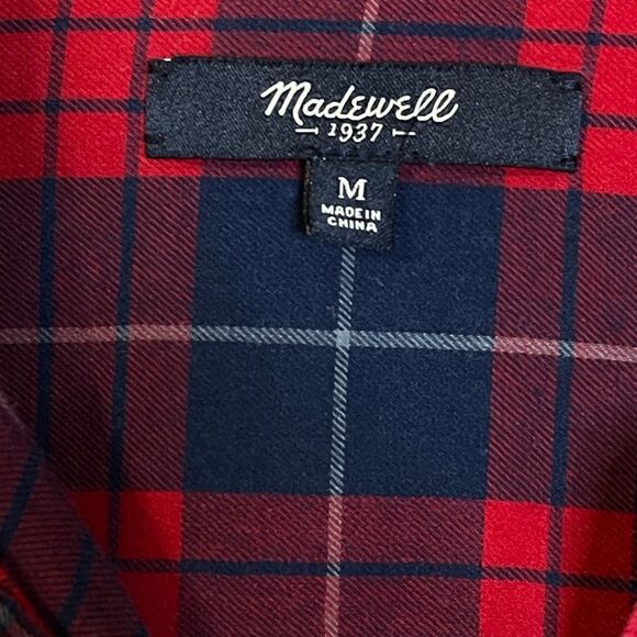 Madewell Oversized Boyfriend Edina Plaid Top Size M - Picture 5 of 5